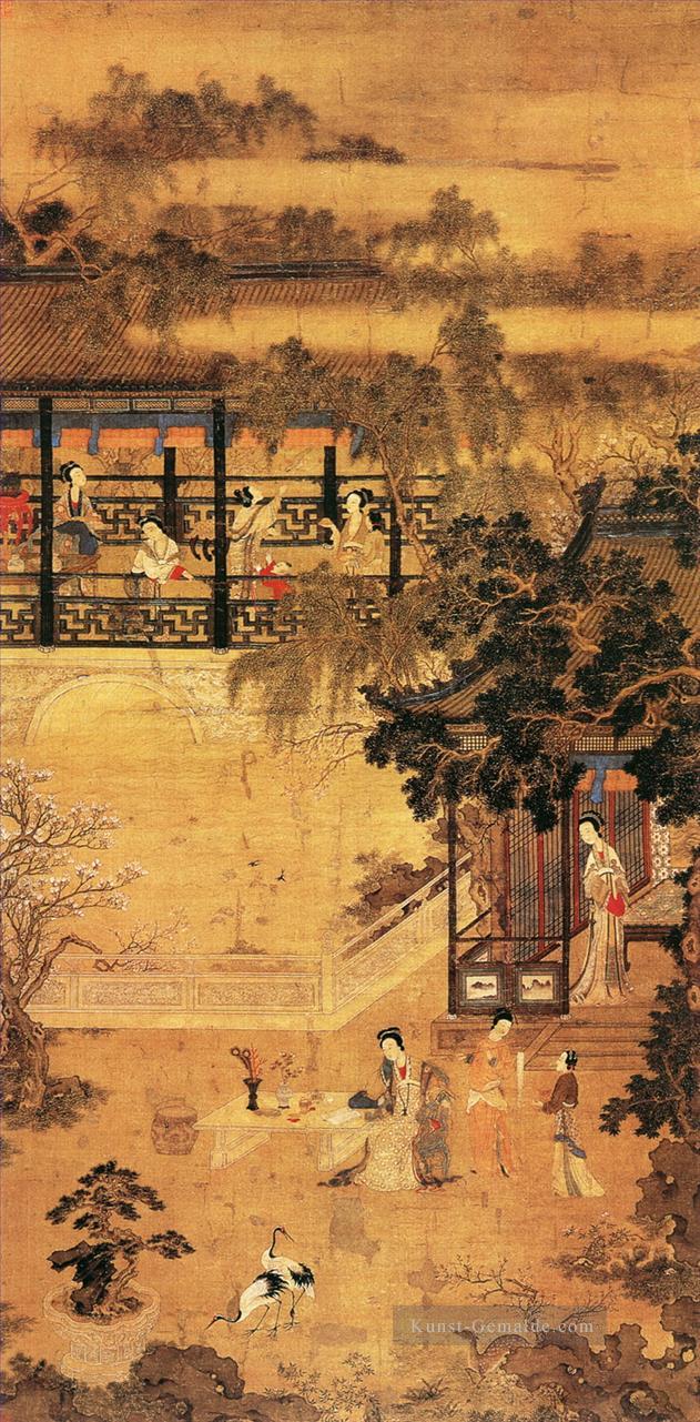 Damen im Park alten China Tinte Ölgemälde